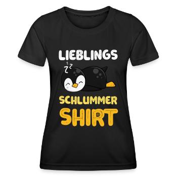 Schlafshirt mit Pinguin Lieblings Schlummershirt - Frauen Funktions-T-Shirt - Schwarz - Vorne - AI Model Female 172 light (172cm)