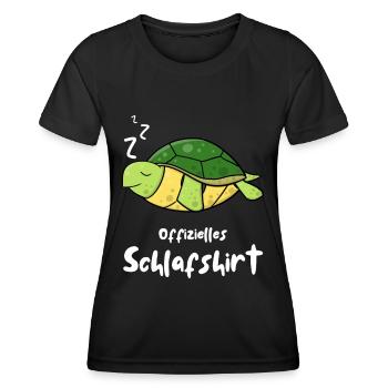 Schlafshirt mit Schildkörte Offizielles Schlaf - Frauen Funktions-T-Shirt - Schwarz - Vorne - AI Model Female 172 light (172cm)