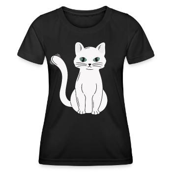 White Main Coon Cat Cat Outfit for - Women's Functional T-Shirt - black - Front - AI Model Female 172 light (172cm)