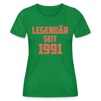 Legendär Seit 1991 - Frauen Funktions-T-Shirt - Kelly Green - Vorne - AI Model Female 172 dark (172cm)