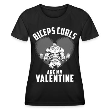 Biceps Curls Are My Valentine - Frauen Funktions-T-Shirt - Schwarz - Vorne - AI Model Female 172 light (172cm)