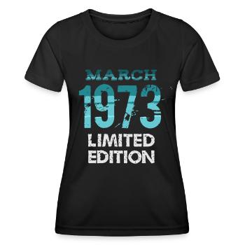 Millésime Mars 1973 Edition Limitée - T-shirt sport Femme - noir - Devant - AI Model Female 172 light (172cm)