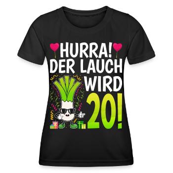 Hurra der Lauch wird 20 - Frauen Funktions-T-Shirt - Schwarz - Vorne - AI Model Female 172 light (172cm)