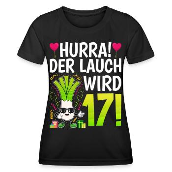 Hurra der Lauch wird 17 - Frauen Funktions-T-Shirt - Schwarz - Vorne - AI Model Female 172 light (172cm)