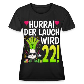 Hurra der Lauch wird 22 - Frauen Funktions-T-Shirt - Schwarz - Vorne - AI Model Female 172 light (172cm)