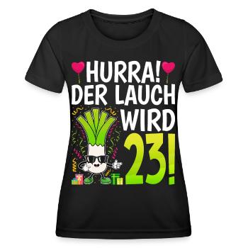 Hurra der Lauch wird 23 - Frauen Funktions-T-Shirt - Schwarz - Vorne - AI Model Female 172 light (172cm)