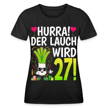 Hurra der Lauch wird 27 - Frauen Funktions-T-Shirt - Schwarz - Vorne - AI Model Female 172 light (172cm)