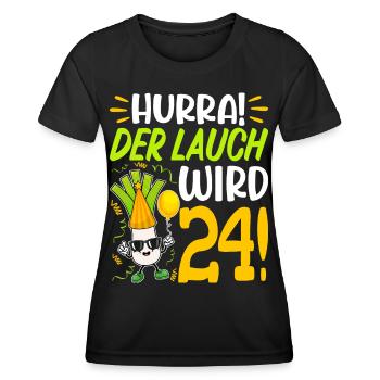 Hurra der Lauch wird 24 Geburtstag - Frauen Funktions-T-Shirt - Schwarz - Vorne - AI Model Female 172 light (172cm)