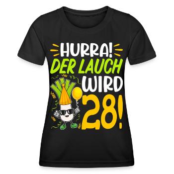 Hurra der Lauch wird 28 Geburtstag - Frauen Funktions-T-Shirt - Schwarz - Vorne - AI Model Female 172 light (172cm)