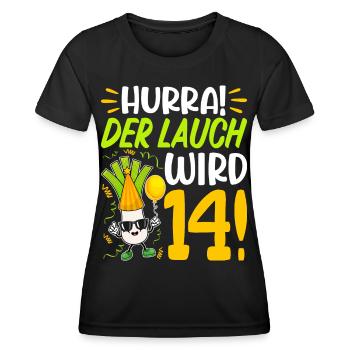 Hurra der Lauch wird 14 Geburtstag - Frauen Funktions-T-Shirt - Schwarz - Vorne - AI Model Female 172 light (172cm)