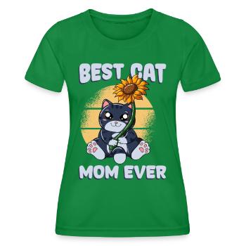 Best Cat Mom Ever - Women's Functional T-Shirt - kelly green - Front - AI Model Female 172 dark (172cm)