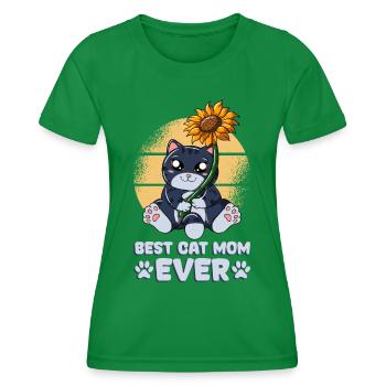 Best Cat Mom Ever - Women's Functional T-Shirt - kelly green - Front - AI Model Female 172 dark (172cm)