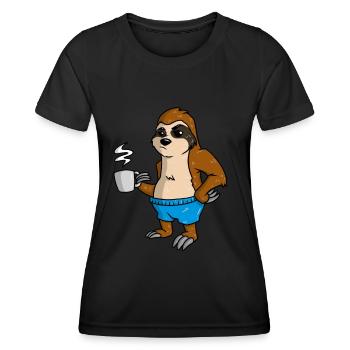 Coffee Sloth - Women's Functional T-Shirt - black - Front - AI Model Female 172 light (172cm)