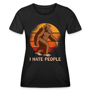 Je déteste les gens Bigfoot - T-shirt sport Femme - noir - Devant - AI Model Female 172 light (172cm)