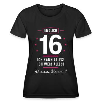 Endlich 16 Geburtstag Ich Kann Alles Ich Weiß - Frauen Funktions-T-Shirt - Schwarz - Vorne - AI Model Female 172 light (172cm)
