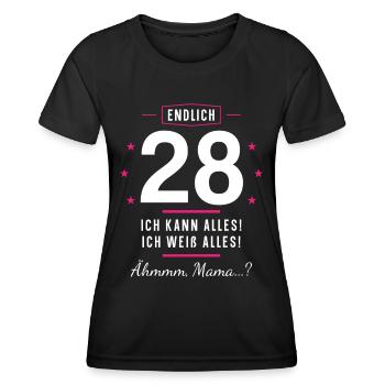 Endlich 28 Geburtstag Ich Kann Alles Ich Weiß - Frauen Funktions-T-Shirt - Schwarz - Vorne - AI Model Female 172 light (172cm)