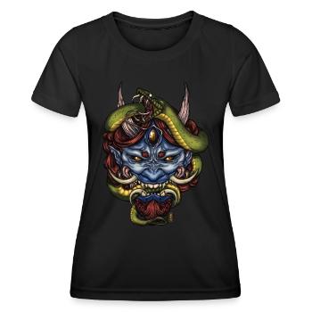 Serpent Bleu Oni Démon - T-shirt sport Femme - noir - Devant - AI Model Female 172 light (172cm)