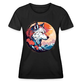 Loup mythique du Japon - T-shirt sport Femme - noir - Devant - AI Model Female 172 light (172cm)