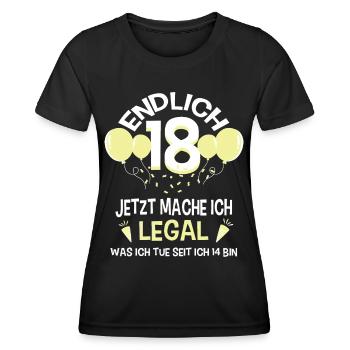 Volljährig 18. Geburtstag - Frauen Funktions-T-Shirt - Schwarz - Vorne - AI Model Female 172 light (172cm)