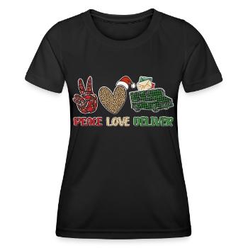 Peace Love Deliver - Frauen Funktions-T-Shirt - Schwarz - Vorne - AI Model Female 172 light (172cm)