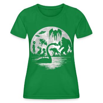 Bigfoot Mothman Jersey Devil Alien Cryptids - Women's Functional T-Shirt - kelly green - Front - AI Model Female 172 dark (172cm)
