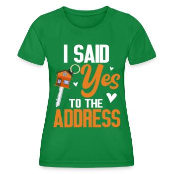 J’ai dit oui à l’adresse - T-shirt sport Femme - vert - Devant - AI Model Female 172 dark (172cm)