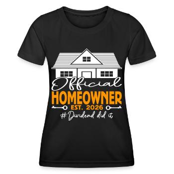 Dividende officiel du propriétaire EST.2026 - T-shirt sport Femme - noir - Devant - AI Model Female 172 light (172cm)