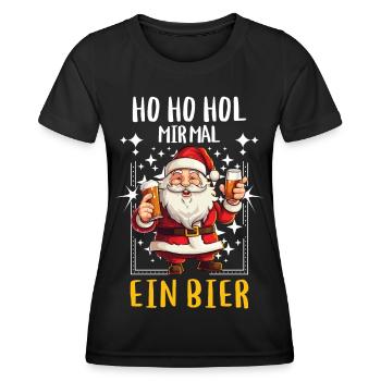 Weihnachtsmann Bier Saufen Alkohol Weihnachten - Frauen Funktions-T-Shirt - Schwarz - Vorne - AI Model Female 172 light (172cm)