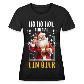 Weihnachtsmann Bier Saufen Alkohol Weihnachten - Frauen Funktions-T-Shirt - Schwarz - Vorne - AI Model Female 172 light (172cm)