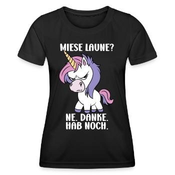 Miese Laune? Ne. Danke. Hab Noch. - Frauen Funktions-T-Shirt - Schwarz - Vorne - AI Model Female 172 light (172cm)