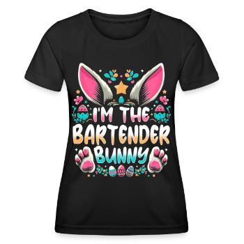 Je suis le lapin barman - T-shirt sport Femme - noir - Devant - AI Model Female 172 light (172cm)