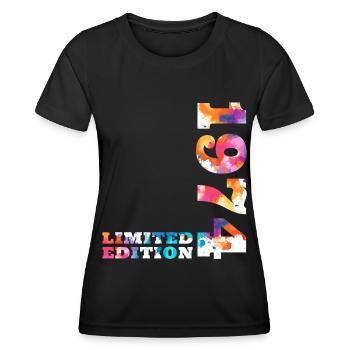 Anniversaire coloré édition limitée 1974 - T-shirt sport Femme - noir - Devant - AI Model Female 172 light (172cm)