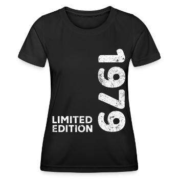 Anniversaire 1979 Edition Limitée Millésime 1979 - T-shirt sport Femme - noir - Devant - AI Model Female 172 light (172cm)