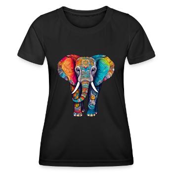 Éléphant Coloré Mignon Éléphant Bébé Mandala Hindi - T-shirt sport Femme - noir - Devant - AI Model Female 172 light (172cm)