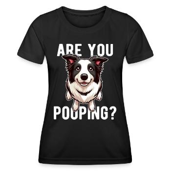 Faites-vous caca ? Drôle Collie Chien Spirituel - T-shirt sport Femme - noir - Devant - AI Model Female 172 light (172cm)