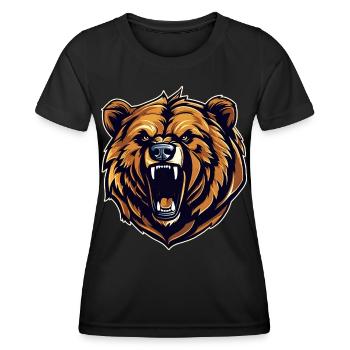 Proud roaring bear in retro style - Women's Functional T-Shirt - black - Front - AI Model Female 172 light (172cm)