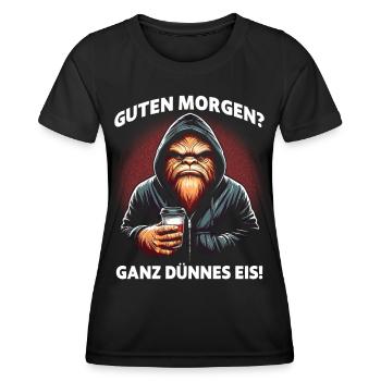 Guten Morgen Ganz Dünnes Eis Bigfoot Kaffee - Frauen Funktions-T-Shirt - Schwarz - Vorne - AI Model Female 172 light (172cm)