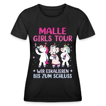 Malle Girls Tour - Frauen Funktions-T-Shirt - Schwarz - Vorne - AI Model Female 172 light (172cm)