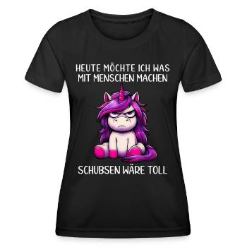 Heute möchte ich was mit Menschen machen - Frauen Funktions-T-Shirt - Schwarz - Vorne - AI Model Female 172 light (172cm)