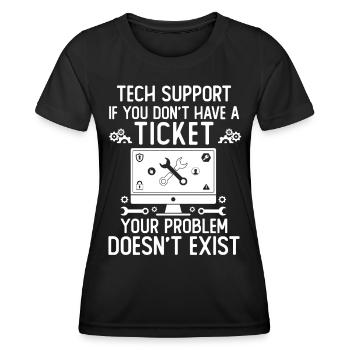 Support technique si vous n’avez pas de ticket - T-shirt sport Femme - noir - Devant - AI Model Female 172 light (172cm)