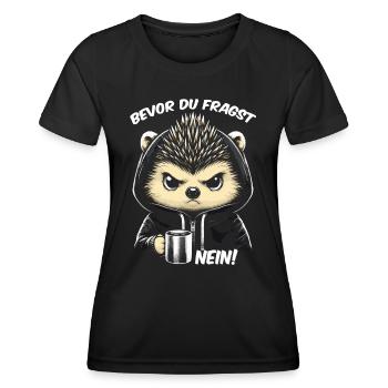 Avant de poser la question : Non - T-shirt sport Femme - noir - Devant - AI Model Female 172 light (172cm)