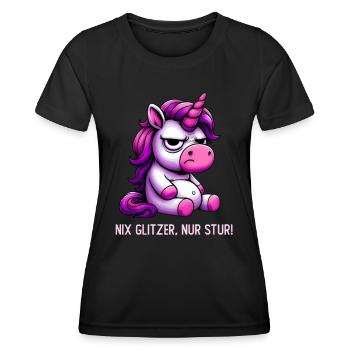 Nix Glitzer Nur Stur - Frauen Funktions-T-Shirt - Schwarz - Vorne - AI Model Female 172 light (172cm)