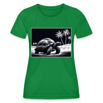 Giant Tortoise Galápagos Islands - Frauen Funktions-T-Shirt - Kelly Green - Vorne - AI Model Female 172 dark (172cm)