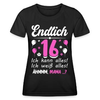 Finally 16 I can do everything I know everything - Women's Functional T-Shirt - black - Front - AI Model Female 172 light (172cm)
