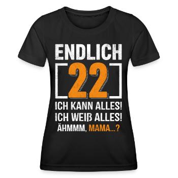 Enfin 22 je peux tout faire, je sais tout - T-shirt sport Femme - noir - Devant - AI Model Female 172 light (172cm)