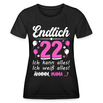 Enfin 22 je peux tout faire, je sais tout - T-shirt sport Femme - noir - Devant - AI Model Female 172 light (172cm)