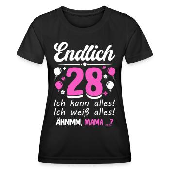 28 Anniversaire Je peux tout faire Je sais tout - T-shirt sport Femme - noir - Devant - AI Model Female 172 light (172cm)