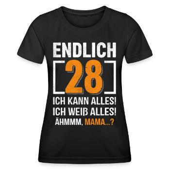 28 Anniversaire Je peux tout faire Je sais tout - T-shirt sport Femme - noir - Devant - AI Model Female 172 light (172cm)
