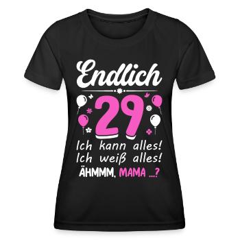 29 Anniversaire Je peux tout faire Je sais tout - T-shirt sport Femme - noir - Devant - AI Model Female 172 light (172cm)