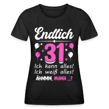31 Anniversaire Je peux tout faire Je sais tout - T-shirt sport Femme - noir - Devant - AI Model Female 172 light (172cm)